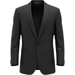 Hart Schaffner & Marx Mens 40L Wool Tuxedo Jacket Black Satin Shawl Lapel Blazer